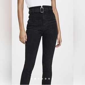 Reformation Black Wash Belted Kayo High Rise Jeans Size 25